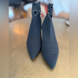 The Wishbone Collection: Black Knit, Crystal Detail, Metallic Heel, Size 9M